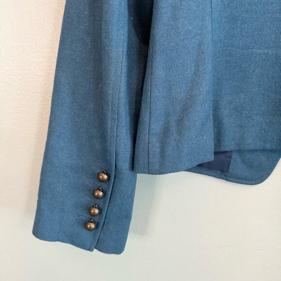 Yumi Mazao Jacket Womens 38 M Wool Career Military Business 2 Button Blazer Blue - Picture 7 of 10